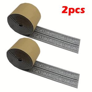 TEMU 2개 세트 우아한 꽃무늬 자체 접착 왕관 몰딩 스티커 - 구리 장미 & 골든 리프 디자인, 비닐 소재, 벽 & 천장 장식, 허리선 악센트, 스타일리시 홈 개선, 장식 트림 스티커 | 꽃무늬 장식 | 비닐 구조, 왕관 몰딩 장식