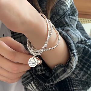 TEMU Y2K 패셔너블 여성용 브레이슬릿 - 라이트 럭셔리 삼중 루프 영어 글자 친구 선물, 신축성 주얼리 액세서리