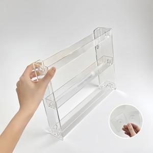 TEMU 3단 화장품 진열 상자, 강화된 벽걸이형 안경 홀더, 드릴 없이 부착 가능한 접착제 포함, 욕실 수납, 주방 정리, 화장대 정리함, 네일 폴리쉬 및 네일 아트 도구 진열 랙에 적합