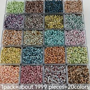TEMU 1999개 4mm 20색 오일 페인팅 솔리드 컬러 피카소 유리 비즈 세트 - 매끄러운 질감의 생동감 넘치는 공예 재료, 핸드메이드 팔찌 및 액세서리 제작에 완벽