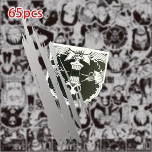 TEMU 65가지 생동감 넘치는 애니메이션 캐릭터 PVC 스티커 - 흑백 낙서 스티커, 노트북, 물병, 스케이트보드, 냉장고, 필통 등에 적합 - 자가 접착식, 쉽게 붙이고 떼는 스티커 데칼