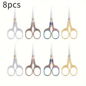 TEMU 8개 세트 레트로 스테인리스 정밀 자수 가위 - 재봉 및 바늘 작업용, 천과 철사 절단에 필수품 - 내구성 강한 금속 핸드 커팅 시리즈