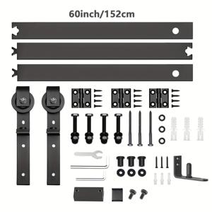 TEMU 40-84인치 헤비듀티 양면 접이식 바른 도어 하드웨어 키트 (사이드 마운트 블랙 J롤러 포함) - 부드럽고 조용한 작동, 고강도 카본 스틸 구조, 쉬운 조립 (200lb 용량), 공간 절약형 디자인, 문 미포함 - 모던 러스틱 인더스트리얼 팜하우스 스타일, 옷장, 침실, 욕실, 식료품 저장소용