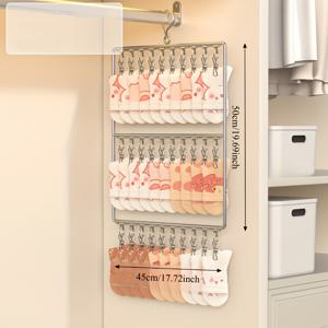 TEMU 스테인리스 스틸 2단/3단 모자, 양말 & 속옷 정리대 - 공간 절약형 걸이봉 및 곡선 디자인, 독립형 옷걸이 선반, 홈, 기숙사, 옷장용 - 세척 쉬운 광택 표면, 내구성 있는 현대식 옷장 정리함