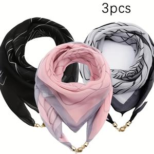 TEMU 기하학적 라인 또는 부드러운 그라데이션 색상의 디자인 요소가 특징인 미니멀하고 스타일리시한 스카프 3종 세트입니다. 정교한 메탈 패스너가 더해져 디테일을 강화합니다. 블랙, 화이트, 그레이 옵션은 시원한 분위기를 풍기며 블랙 버전은 클래식입니다.