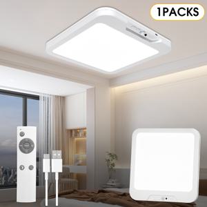 TEMU 모션 센서 천장등 (리모컨 포함), 3가지 색온도 (웜/네이처/쿨), 5단계 밝기, 400lm 루멘, 전원 공급, 자석 마운트, 반매립형 디자인, 욕실, 계단, 복도, 옷장, 침실, 거실용 천장등