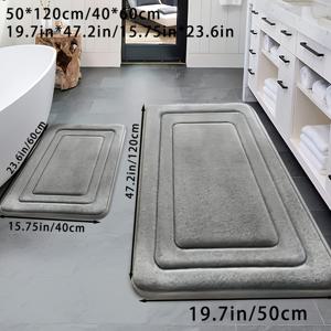 TEMU 2개 세트 메모리폼 욕실 매트, U자형 변기 윤곽 디자인의 편안한 스탠딩 매트. 두꺼운 초흡수 소프트 카펫, 샤워/욕실용 미끄럼 방지 바닥 매트, 실내외 현관 선물