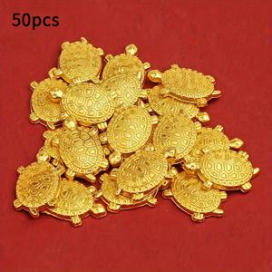 TEMU 50개 골든 행운 거북이 부적 - 풍수 재물 유인, 정교한 금속 조각상, 지갑 & 홈/오피스 장식용 | 데스크 오너먼트 | 금색 거북이 펜던트 | 메탈릭 바다거북, 사무실 장식, 장식용 펜던트, 세밀한 조각품, 수공예 부적, 번영을 위한 부적, 영적 탐구자|책상