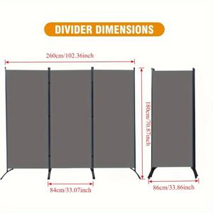 TEMU 3패널 접이식 프라이버시 스크린 룸 디바이더 - 휴대용 금속 프레임 그레이 패브릭, 102인치 x 71.3인치 - 홈 & 오피스 공간 절약 디자인, 쉬운 조립, 전원 불필요, 접이식 프라이버시 스크린, 현대적 인테리어, 내구성 있는 구조|가벽파티션