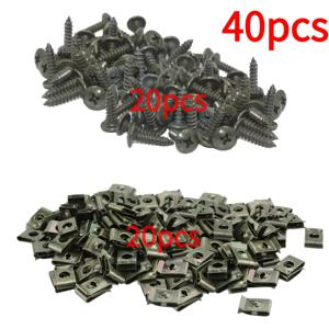 TEMU 40개 100개 자동차 U자형 베이스 클립, 범퍼 보호 클립, 자체 태핑 나사, 전면 윙 방충 클립, 금속 U자형 가스켓 자동차 자체 태핑 나사 세트에 적합