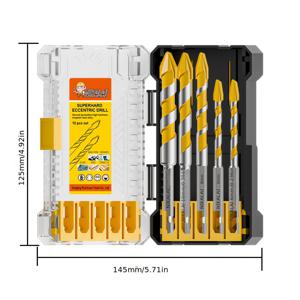 TEMU 모든 하드 합금 타일 드릴 비트 홈 고정밀 구멍 펀칭 도구, 타일/유리/벽용 안티-크랙 퀵 드릴 비트 6mm/8mm/10mm/12mm 삼각 위치 지정 미끄럼 방지 디자인 세라믹/대리석 범용 5개 세트 박스 포함