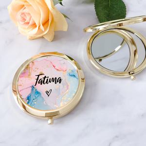TEMU 1개 맞춤형 이름 대리석 패턴 미니 메이크업 거울, 고급 선물 상자 포함, 여성용 여행용 핸드헬드 소형 거울, 필수 포켓 미러, 2배 확대 기능이 있는 고화질 거울, 결혼식 신부 들러리 선물, 축제, 파티, 기념일에 적합, 엄마, 자매, , 친구, 가족에게 주기에 좋음