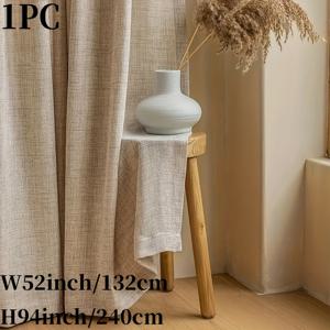 TEMU 유럽풍 레트로 심플 린넨 스타일 커튼 | 부드럽고 편안한 자연스러운 걸이감, 가벼운 질감 디자인, 스레드 로드, 침실, 거실, 주방, 발코니, 사생활 보호 스크린, 홈 데코에 적합