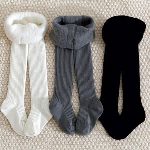 TEMU 여아용 단색 세로 골지 레깅스 3팩, 기모 안감 및 두꺼운 타이츠, 따뜻하고 활용도 높은 실내외복, 가을/겨울 스타일, 블랙, 화이트, 그레이 색상|옷