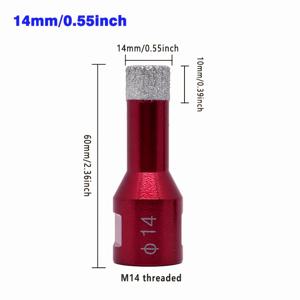 TEMU 1개 M14 나사산 레드 진공 브레이즈된 드릴비트 6/8/10 / 12mm 14 16mm, 타일·대리석·화강암용, Heavyduty 디자인, 정밀도구, 산업용 내구성, 보강코어, 홀쏘우 비트, 브레이즈 비트, 전문가 DIY 애호가 필수품