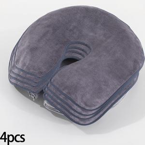 TEMU 4개 세트 살롱 U자형 베개 타월 - 초대형 35x28cm (1.4x1.1인치) 스파 & 뷰티 쿠션 보호용 - 소프트 마이크로파이버, 틸블루/베이지/화이트/그레이 - 빠른 건조, 얼굴 및 헤어스타일링, 스파용 - 위생적 살롱 데코