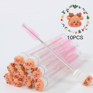 TEMU 산타 눈꽃 디자인의 크리스마스 속눈썹 브러쉬 10개 세트. 먼지 방지 케이스, 눈썹 빗, 메이크업 어플리케이터가 함께 제공됩니다. 내구성이 뛰어난 장식용 화장 브러쉬로 제작된 이 제품은 여성들을 위한 완벽한 축제 분위기의 뷰티 선물입니다.
