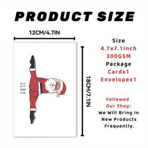 TEMU 1개 축제 산타 클로스 인사말 카드 - 빨간 슈트와 검은 부츠를 입은 재미있는 크리스마스 디자인, 친구, 가족, 동료에게 완벽함 - 휴일 및 새해 선물, 생일 축하, 크리스마스 카드 | 장난기 있는 산타 디자인 | 고품질 종이 카드, 크리스마스 카드