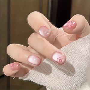 TEMU 10개입 3D 고양이 발톱 스티커, 짧고 광택, 베이킹 불필요, 자가 접착 및 휴대 가능, 달콤하고 밝은 스타일, 및 절친을 위한 창의적인 선물.|네일아트|네일팁|네일스티커