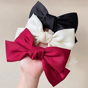 TEMU 3개 세트 블랙 새틴 리본 헤어 클립 - 여성용 대형 보우노트 머리 액세서리, 업두, 포니테일, 번을 위한 우아한 핀 - 생일 파티 웨딩 정장 이벤트용 헤어 클립 (전원 불필요) - 여성용 헤어 클립, 귀여운 헤어 클립, 새틴 마감, 매끄러운 질감, 패션 애호가용, 포니테일 홀더, 스타일리시 헤어피스, 고품질 원단, 패션을 사랑하는 여성|머리핀