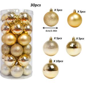 TEMU 6cm/2.36인치 골든 크리스마스 볼 30개 크리스마스 트리 탑 장식 쇼핑몰 창문 장식 볼 파티 연회 홀 장식 클래식