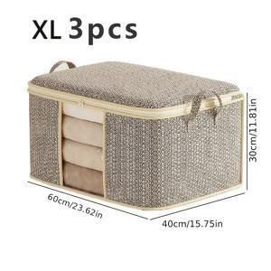 TEMU 우아한 부직포 수납 가방 3개 세트 - 옷, 이불, 옷장, 침실 및 침대 밑 수납 정리를 위한 대용량 방진 가방 | 다기능 가정용 수납, 공간 절약형 디자인, 강화된 솔기, 좁은 공간에 적합.