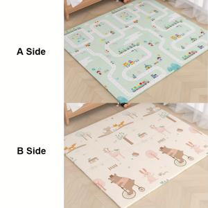 TEMU XPE 폼 접이식 아기 기어다니기 매트, 양면 프린팅 폼 매트, 어린이 놀이 매트, 미끄럼 방지 표면, 휴대 및 세척 용이, 침실, 거실에 적합