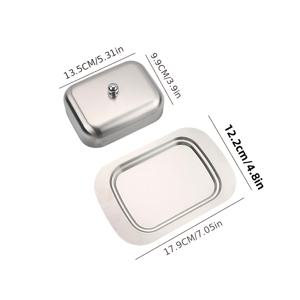 TEMU 1개 뚜껑 포함 버터 디쉬, 스테인리스 스틸 버터 박스 7.05인치, 내구성 있는 버터 보관 용기, 치즈 및 빵 보관함, 주방 액세서리, 주방 도구, 친구/어르신 선물, 크리스마스/치즈&버터 축제 선물에 완벽