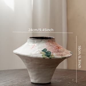 TEMU 손으로 그린 꽃무늬 세라믹 화병 - 블루 & 화이트 식물 디자인의 러스틱 모던 팜하우스 장식, 테이블탑 디스플레이용 실린더 화병, 전기 불필요, 홈 데코레이션을 위한 완벽한 선물, 아티스틱 크래프트