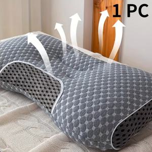 TEMU 1개 인체공학적 경추 베개 | 조절 가능, 고품질 폴리에스터 코어, 소파, 사무실, 침대, 캠핑, 여행 및 휴식을 위한 다용도, 부드럽고 압축 가능