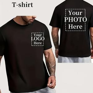 TEMU 맞춤형 남성용 사진/텍스트 T-셔츠 - 커스텀 로고/사진/텍스트 프린팅, 라운드넥 캐주얼 여름티, 다양한 색상 & 스타일, 대량 주문 가능 (홍보 이벤트, 팀복, 캐주얼웨어) - DIY 자체 사진/텍스트로 세탁기 사용 가능한 OEM 의류, 단색 디자인, 정규핏(성인), 캐주얼 외출과 스포츠 이벤트에 이상적인 내구성 있는 원단, 고품질 프린팅