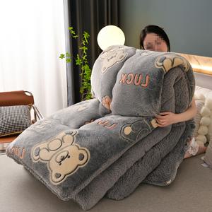TEMU 현대적인 밀크 플리스 이불 - 귀여운 만화 곰 디자인, 사계절용 기계 세탁 가능한 침구, 중간 무게의 퀼트 이불, 홈 데코용, 아늑한 침실 & 거실, 장난기 있는 침실 스타일, 부드러운 질감 원단, 홈 데코, 환상적인 스타일, 내구성 있는 소재, 장식용 던지기, 편안한 홈 애호가|이불