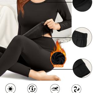 TEMU 여성용 보온 언더웨어 세트, 가을 롱 존스, 탄력성 안감 따뜻한 바지와 상의 레이어, 스키 또는 겨울 베이스 레이어용|잠옷|냉장고바지|옷