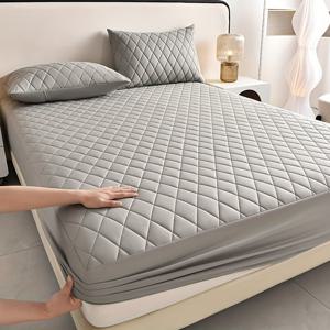 TEMU 튼튼한 솔리드 컬러의 편안한 매트리스 커버 1개, 부드럽고 포근하며 세탁기 사용 가능, 가정, 침실, 게스트룸, 아파트, 학교에 적합, 훌륭한 선물 아이디어, 사계절용으로 디자인됨 (베개 커버는 포함되지 않음)