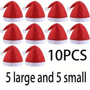 TEMU 10개 세트 성인, 남아, 여아 크리스마스 모자, 산타모자, 빨간 산타모자, 파티 장식 및 사진 소품, 크리스마스와 새해 파티에 완벽!