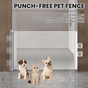 TEMU 확장형 애완동물 문 - 드릴이 필요 없는 고양이 및 강아지용 자동 닫힘 장벽, 실내 및 실외 계단 격리에 적합. 강아지 훈련 및 가정 보안을 위한 강력한 휴대용 접이식 울타리.|가벽파티션