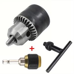 TEMU 헤비듀티 앵글 드릴 척 어댑터 키트 M10x1.5 나사산 - 퀵체인지 어댑터, 그라인더/드릴 프레스/정밀기계 호환 가능, 금속/플라스틱/목공용 - 클램핑 범위 1.5-10mm