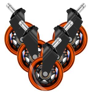 TEMU 360° 회전 기능이 있는 5개입 헤비듀티 조용 스위블 캐스터 - 오렌지 PU 휠, 스크래치 방지, 무소음, 하드우드/타일/바닥에 적합, 사무용 의자, 게이밍 의자, 카트, 가구용 (상업용 및 가정용) 쉬운 무료 설치