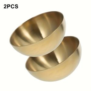 TEMU 2개 스테인리스 스틸 샐러드 그릇, 골든 콜드 누들 그릇, 한국 스테인리스 스틸 밥 믹싱 그릇, 샐러드 그릇, 상업용 수프 그릇, 가정용 주방 레스토랑에 적합, 주방 용품, 식기류