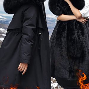 TEMU 여성용 새 겨울 캐주얼 후드 퍼퍼 재킷, 인조 퍼 칼라, 안감, 두꺼운, 무릎 길이, 루즈핏, 방풍, 보온, 드로스트링, 슬림핏, 단색, 다용도 코트