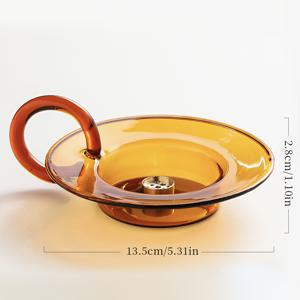 TEMU 유리 향로 & 캔들 홀더 - 견고한 블랙 베이스, 투명한 곡선 디자인, 배터리 및 코드 없는 작동, 향 스틱 & 캔들 호환, 거실, 침실, 사무실을 위한 모던한 아로마 센터피스 - 내구성 있는 유리 구조