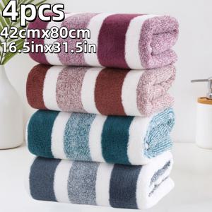 TEMU 넓고 깊은 타월 4개 세트, 대형 페이스 및 워시 타월, 42*80Cm/16.5*31.5In, 두꺼운 산호 양털, 초극세사 소재, 다양한 색상으로 제공, 흡수성, 빠른 건조, 부드럽고 편안함, 욕실, 샤워실에 적합|샤워타올