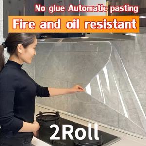 TEMU 2롤 내열 방수 기름 얼룩 방지 필름 | 스토브, 가스레인지 & 레인지 후드 부위를 위한 자가 접착식 주방 백스플래시 스티커, 간편한 청소 및 내구성 표면 보호|시트지