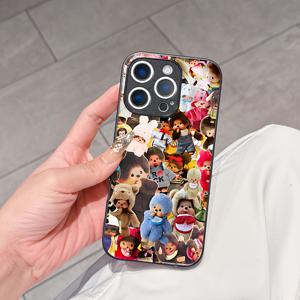 TEMU 트렌디하고 귀여운 카와이 플러시 원숭이 장난감 모치폰 케이스 아이폰 16, 16E, 15, 14, 13, 12, 11 프로 맥스, X, XR, XS 맥스, 8, 7 플러스에 적합한 곡선형 PET 백 커버, 캐릭터 스마트폰/핸디 커버 케이스, 사랑의 곰 캐릭터 모바일 액세서리