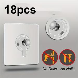 TEMU 18개 드릴 불필요, 손상 없는 액자 걸이 후크 - 다기능 벽걸이 접착 후크, 결혼식 사진 및 액자 벽에 고정하기에 완벽합니다.