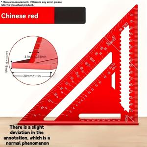 TEMU 정밀 알루미늄 각도자 - 7/12인치 빨간색 삼각형 목공용 자, 톱니날 가장자리가 있는 목공, DIY, 홈 및 디자인 프로젝트용