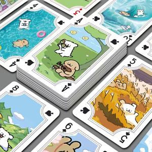 TEMU 애니메이션 강아지 트럼프 카드 - 귀여운 일본 애니메이션 강아지 캐릭터, 일본어 텍스트가 있는 52장 카드 덱, 집, 기숙사, 파티 및 게임밤용 - 성인 및 어린이를 위한 완벽한 선택