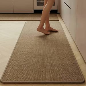 TEMU 빠른 건조 미끄럼 방지 직조 러너 매트 - 고강도 그레이 베이지 매트, 고무 백킹, 세탁기 사용 가능, 욕실, 복도용 - 내구성 있는 슬림형 긴 스트립 (그레이 베이지) - 좁은 공간에 적합 (PVC 유사)