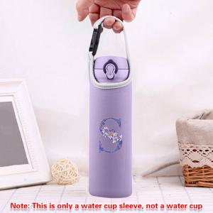 TEMU 500ml 진공단열 물병 슬리브 - 인체공학적 핸들 & 누수방지 지퍼, 스타일리시한 플로럴 M자 디자인, 핫/콜드용 소프트 보호커버 (550ml 병 사이즈), 아웃도어·짐·여행 액세서리 (퍼플)