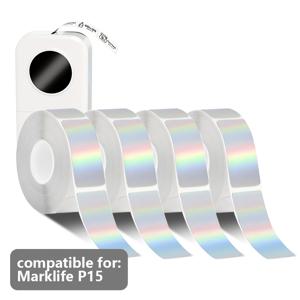 TEMU 12x40mm 레이저방수 자체접착 스티커, 640 개입 4롤 (총 6pcs), 선물포장/봉투밀봉용 사무용품·라벨링·가정보관 수납, D30/D32/35 및 P15 휴대형프린터와 호환